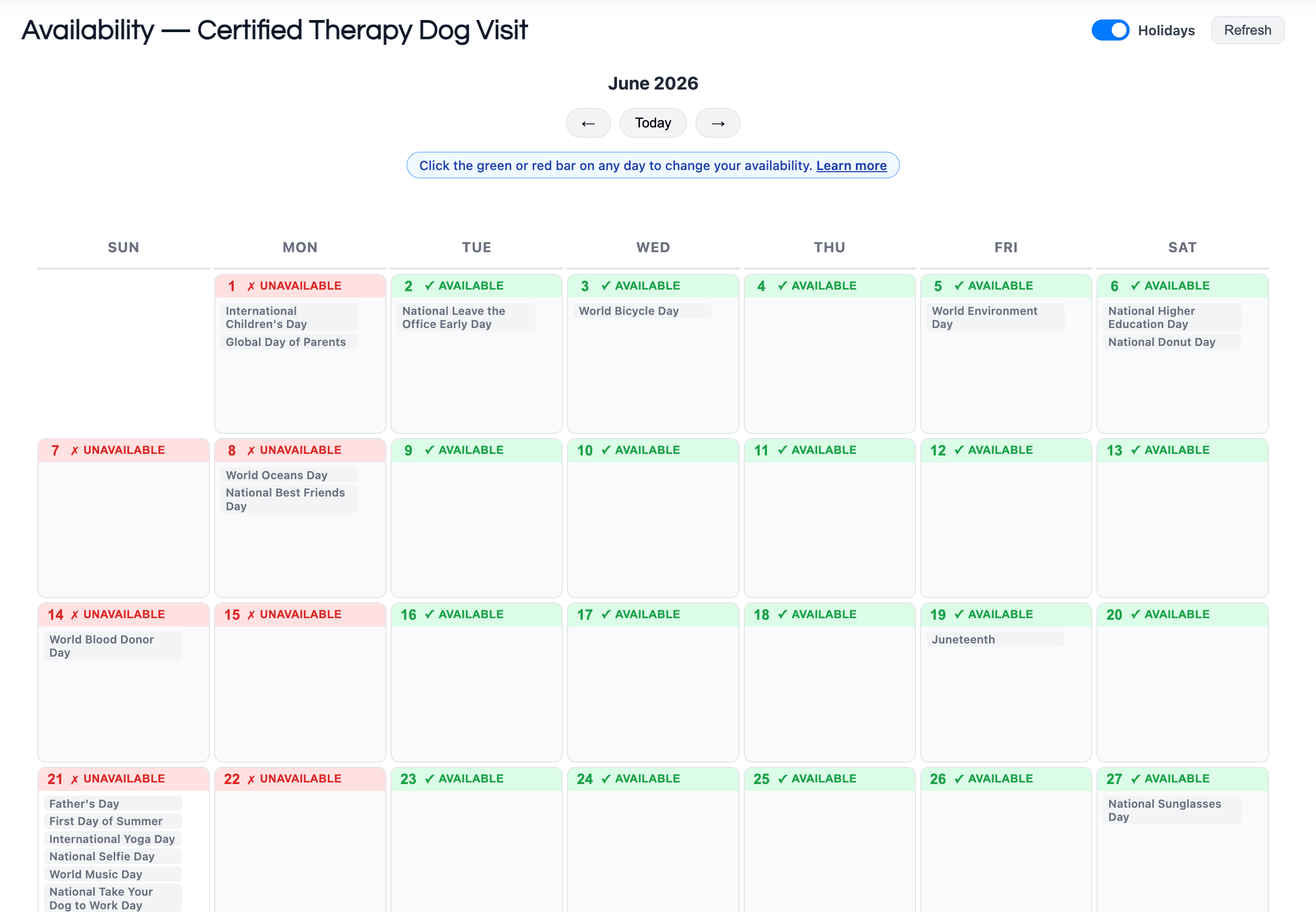 Vendor bookings dashboard
